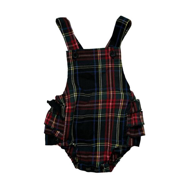 HARAJUKU MINI for Target Plaid Romper Overalls Size 9 Months Black Red White - Picture 1 of 4
